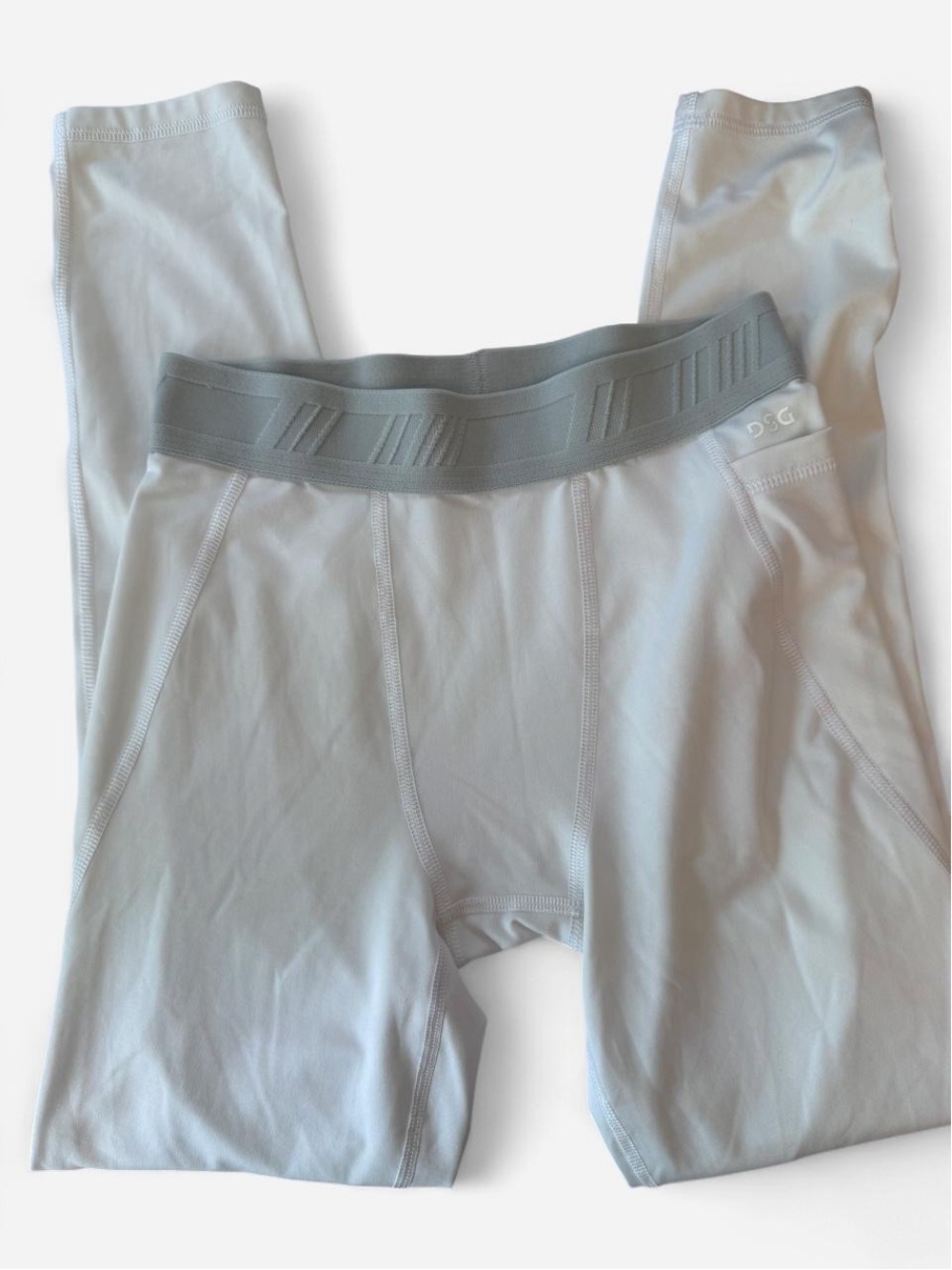 DSG Men’s Small White Compression Tights Leggings with Pocket